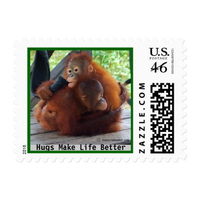 Animal Hugs Are Important Postage Stamps by Rebecca_Reeder