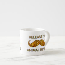 Animal In You Tiger Stripe Mustache Espresso Cups