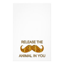 Animal In You Tiger Stripe Mustache Custom Stationery