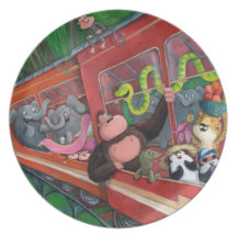 Animal Jungle Train Party Plates