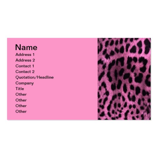 Animal leopard print - pink business card template (front side)