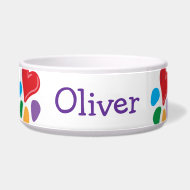 Animal Lover_Heart-Paw pattern personalized petbowl