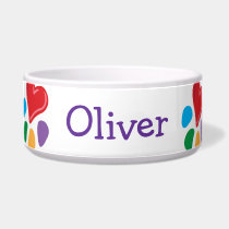 Animal Lover_Heart-Paw pattern personalized pet bowls