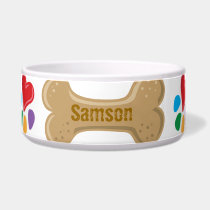 Animal Lover_Heart-Paw personalized dog bone pet bowls