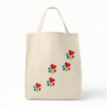 Animal Lover_Heart-Paw Prints Tote Bags
