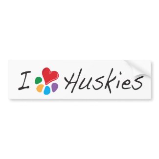 Animal Lover_I Heart Huskies bumpersticker