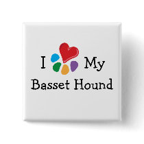 Animal Lover_I Heart My Basset Hound buttons