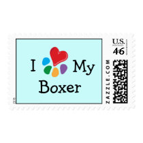 Animal Lover_I Heart My Boxer postage stamps