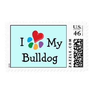 Animal Lover_I Heart My Bulldog postage stamp
