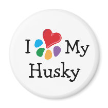 Animal Lover_I Heart My Husky magnets by Artful_Animalz Animal Lover_I Heart My Husky magnets