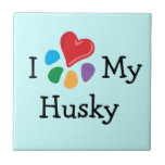 Animal Lover_I Heart My Husky Ceramic Tiles