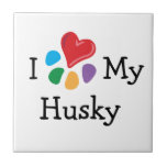 Animal Lover_I Heart My Husky Tile