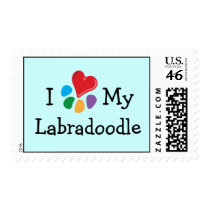 Animal Lover_I Heart My Labradoodle postage stamps