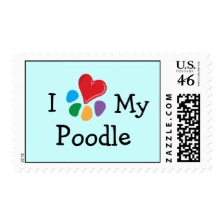 Animal Lover_I Heart My Poodle postage stamp