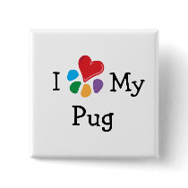 Animal Lover_I Heart My Pug buttons