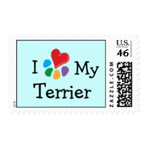 Animal Lover_I Heart My Terrier postage stamps