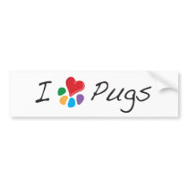 Animal Lover_I Heart Pugs bumper stickers