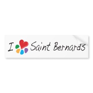 Animal Lover_I Heart St. Bernards bumpersticker
