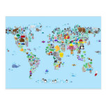 Animal Map of the World Postcards
