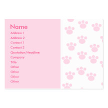 Animal Paw Print. Light Pink and White Pattern. Business Card