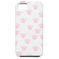Animal Paw Print. Light Pink and White Pattern. iPhone 5 Cover