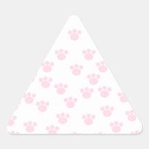 Animal Paw Print. Light Pink and White Pattern. Triangle Stickers