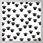 Animal Paw Print Pattern. Black and White.