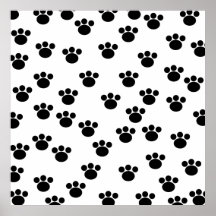 Animal Paw Print Pattern. Black and White.