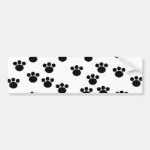 Animal Paw Print Pattern. Black and White. Bumper Stickers