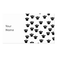 Animal Paw Print Pattern. Black and White. Business Card Template