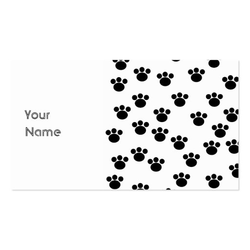 Animal Paw Print Pattern. Black and White. Business Card Template