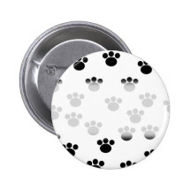 Animal Paw Print Pattern. Black and White. Buttons