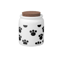 Animal Paw Print Pattern. Black and White. Candy Dish