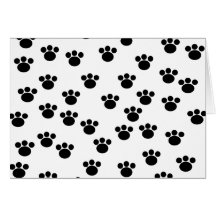 Animal Paw Print Pattern. Black and White. Greeting Card