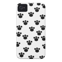 Animal Paw Print Pattern. Black and White. Case-Mate iPhone 4 Cases