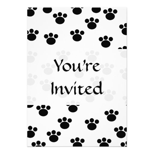 Animal Paw Print Pattern. Black and White. Custom Invitations