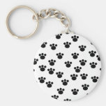 Animal Paw Print Pattern. Black and White. Key Chains
