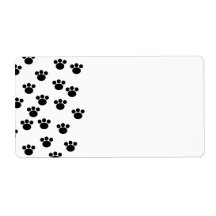 Animal Paw Print Pattern. Black and White. Custom Shipping Labels