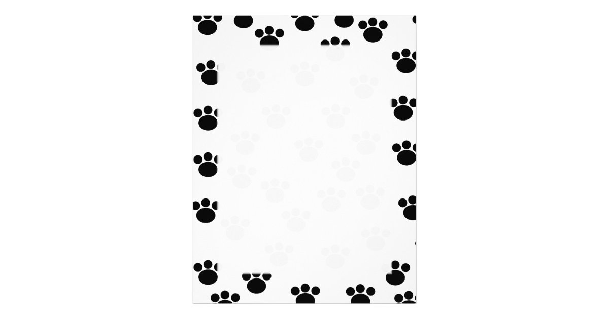 Animal Paw Print Pattern. Black and White. Letterhead Zazzle
