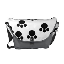 Animal Paw Print Pattern. Black and White. Commuter Bag