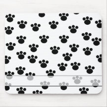 Animal Paw Print Pattern. Black and White. Mouse Pad