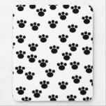 Animal Paw Print Pattern. Black and White. Mouse Pads