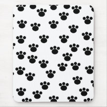 Animal Paw Print Pattern. Black and White. Mouse Pads