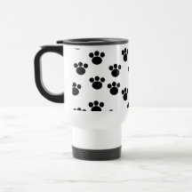 Animal Paw Print Pattern. Black and White. Mugs