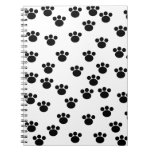 Animal Paw Print Pattern. Black and White. Spiral Notebook