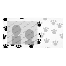 Animal Paw Print Pattern. Black and White. Photo Cards