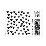 Animal Paw Print Pattern. Black and White. Postage Stamps