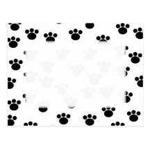 Animal Paw Print Pattern. Black and White. Post Card