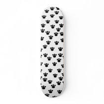 Animal Paw Print Pattern. Black and White. Skate Board