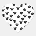 Animal Paw Print Pattern. Black and White. Heart Sticker